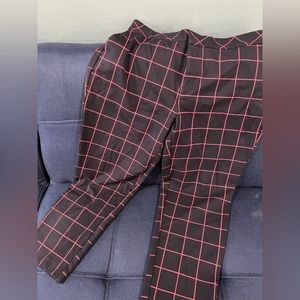 ELOQUII size 16, navy pants, red window pane pattern